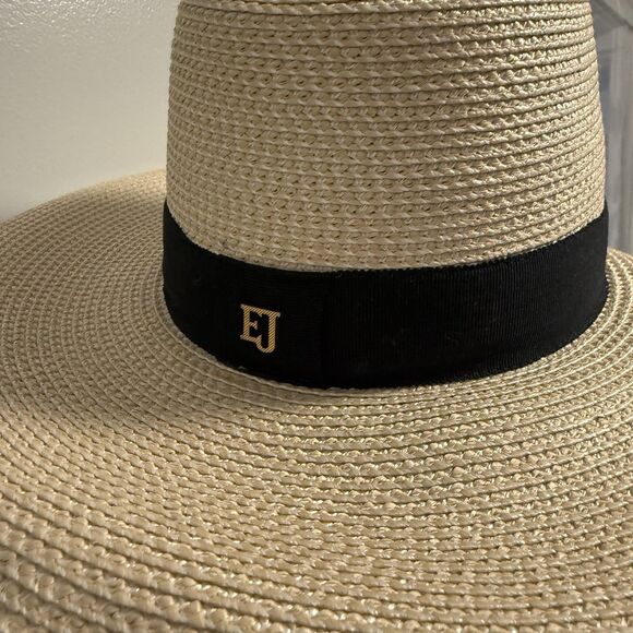 Eric Javits Packable Daphne Straw Fedora Hat Black Ribbon Vacation - Picture 5 of 9